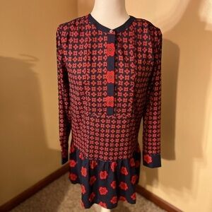 LOFT Red/Blue Flowered Dress Sz XS NWOT